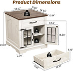 23.6" W Farmhouse End Table with Hidden Charging Station,Farmhouse Side Table with Drawer for Sofa Couch or Bedside, Rustic Nightstand with Storage for Living Room, Bedroom (Off White)
