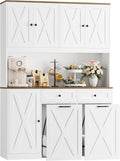 HOSTACK 71"H Kitchen Trash Can Cabinet, 12.5 Gallon Double Pull Out Garbage Can Hutch Cabinet with Trash Bin Storage Holders, 47" Wide Kitchen Pantry with Hidden Garbage Storage for Dining Room, White