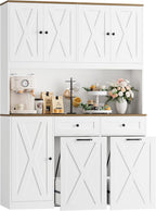 HOSTACK 71"H Kitchen Trash Can Cabinet, 12.5 Gallon Double Pull Out Garbage Can Hutch Cabinet with Trash Bin Storage Holders, 47" Wide Kitchen Pantry with Hidden Garbage Storage for Dining Room, White