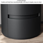 Modern Round Nightstand with 2 Drawers Wooden Bedside Table Minimalist Night Stand with Storage End Table Side Table for Interior ﻿ Living Room Multi Scenario Use(White,45x45x50cm)