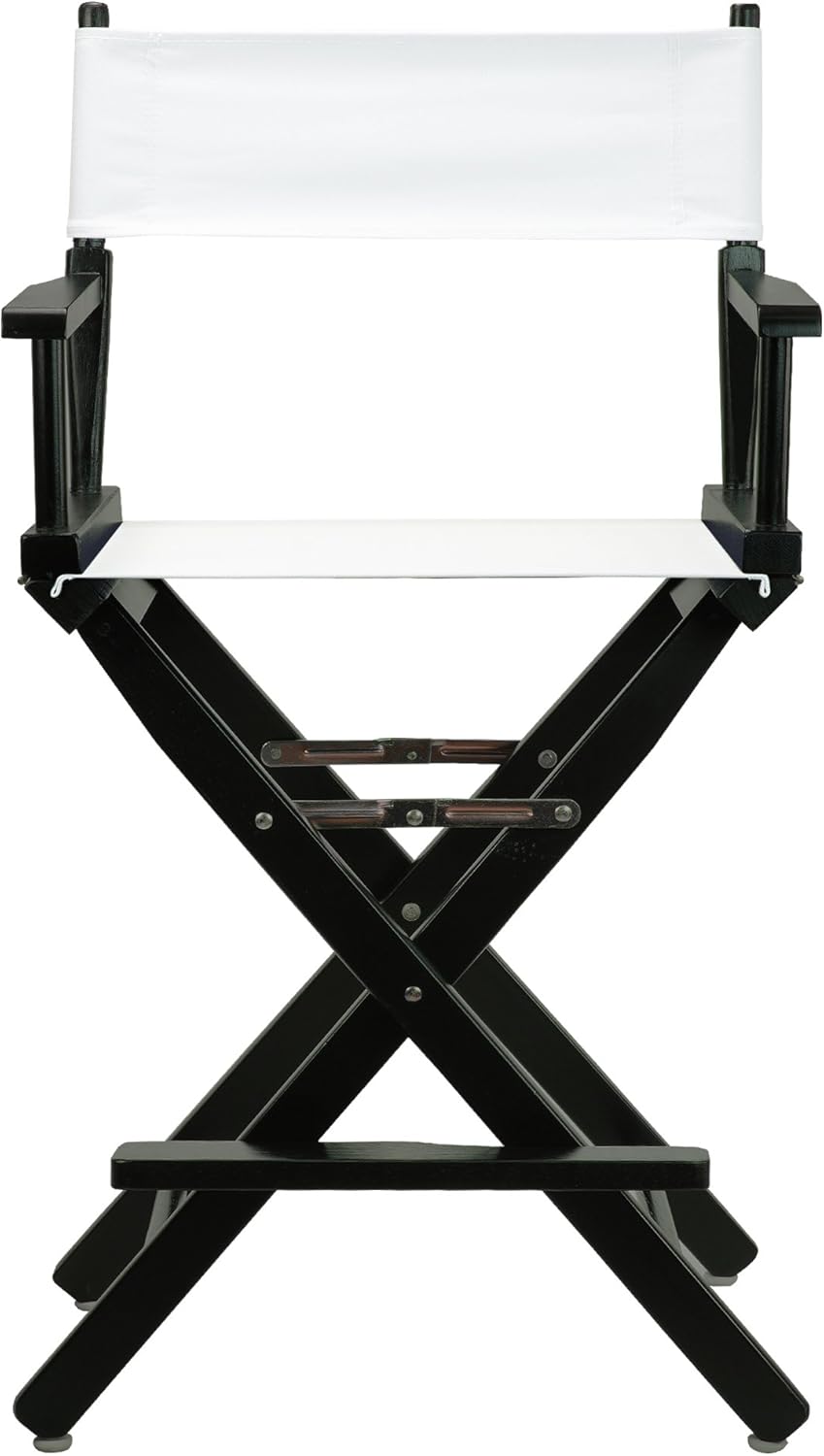 Casual Home 24" Director's Chair Black Frame-with White Canvas, Counter Height