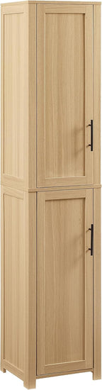 Crosley Furniture Savannah Linen Storage Cabinet, Laundry Room, Bathroom Organizer with Shelves, Natural