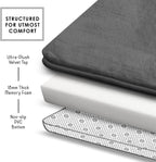 Clara Clark 3 Piece Bathroom Rugs Bath Mat Set, Velvet Memory Foam Bath Mats for Bathroom - Non-Slip, PVC Backing Bath Rugs, Washable - Dries Quickly, Grey