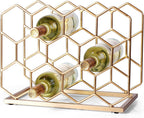 14 Bottle Countertop Wine Rack - Freestanding Modern Gold Metal Wine Rack - Tabletop Wine Holder Stand for Cabinet, Pantry, Wine Bottle Storage……