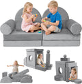 Modular Kids Play Couch 13Pcs Kids Sofa for Playroom, Bedroom, Nursery and Living Room Fold Out SofaBed Unlimited Creativity Sofas Convertible Play Fort (Dark Grey)