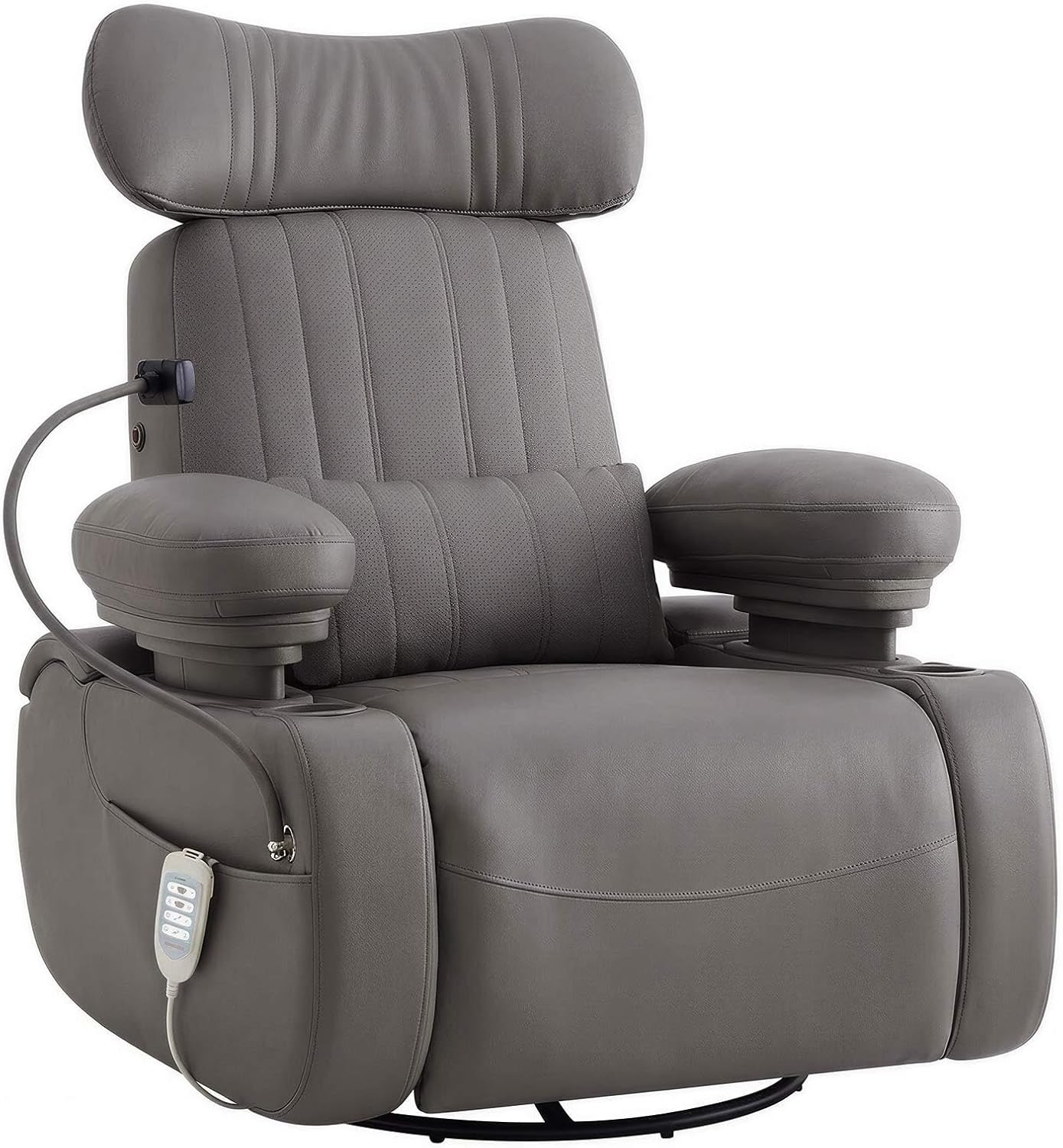 MAMAZING Lullapod Max Power Nursery Rocking Chair with Independent Recline & Footrest, Swivel Nursery Recliner Glider with Electric Adjustable Armrests, Silent Rocking, Oeko-TEX Certified