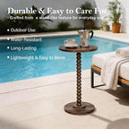 Round Side Table, Walnut Martini Drink Table for Small Spaces, Modern Pedestal Accent Tables with Wooden Leg, Small Round End Tables for Living Room, Bedroom, Balcony, Sofa Couch