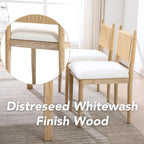 chairus Modern Coastal Dining Chairs Set of 2, Linen Upholstered Fabric Dining Room Chairs with Woven Rope Back, Farmhouse Wooden Kitchen Chairs, Natural Wood