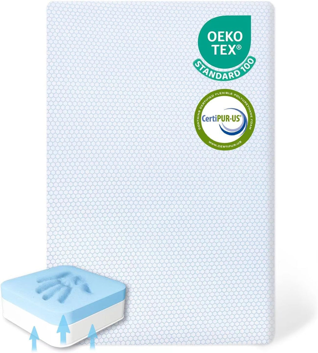 Pack and Play Mattress,Dual Sided Memory Foam Pack N Play Mattresses,Breathable with Non-Slip Bottom Removable Cover