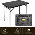 3ft Rectangular Folding Table, All-Occasion Plastic Event Table for Indoor and Outdoor, Portable Desk, Camping, Durable and Stable, HDPE and Steel, Wide Application, Black