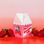 ban.do Ceramic Petite Carton Shape Vase, Strawberry Milk | Retro Inspired Decorative Mini Vase, Unique Food Theme Pink Home, Kitchen, and Bookshelf Decor