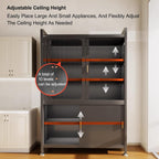 Kitchen Pantry Cabinet with Adjustable Shelves and Doors, Tall Storage Cabinet, Freestanding Kitchen Cupboard, for Bedroom, Dining Room, Office(Gray,187x80cm/73.6x31.5in)