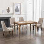 Mid Century Modern Dining Chairs Set of 8, Beige Linen Upholstered Kitchen & Dining Room Chairs Set of 8, Kitchen Chairs with Wood Legs, Sillas de Comedor (Beige, 8 Pcs)
