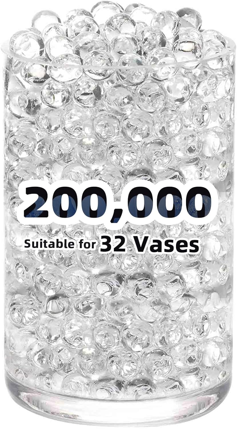 FALAMON 200,000 Clear Water Gel Beads for Vase Filler, Christmas Decoration, Wedding Centerpiece, Floating Candles, Planting, Floral Decoration