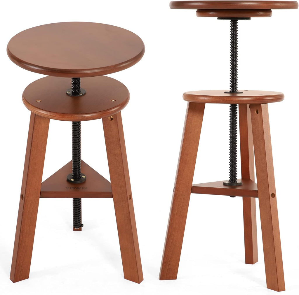 VISWIN Adjustable Drafting Stool, Beech Wood, Artist Stool Chair, Supports Up to 176 Lbs, for Artists, Studio, Home Use, Office, Kitchen, Walnut