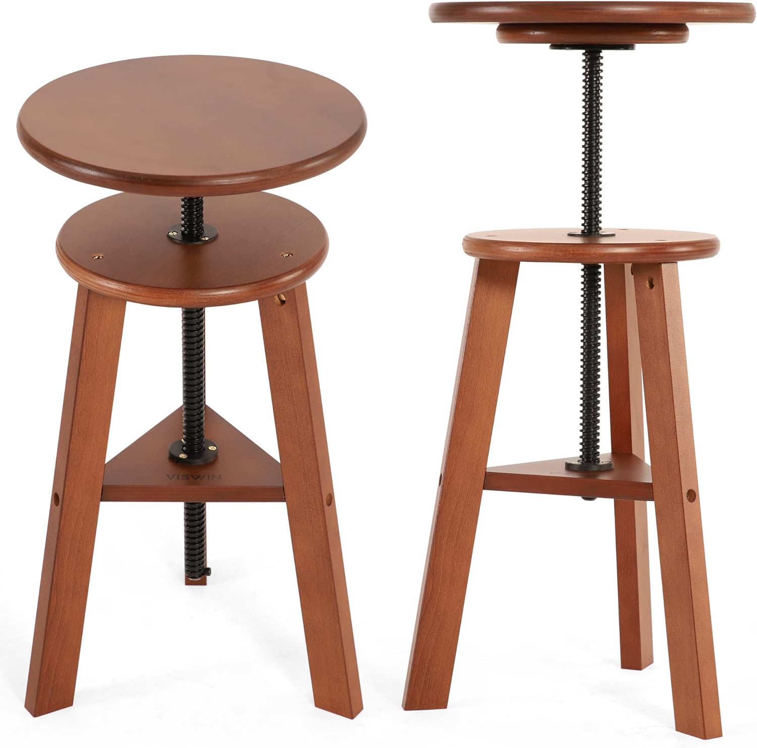VISWIN Adjustable Drafting Stool, Beech Wood, Artist Stool Chair, Supports Up to 176 Lbs, for Artists, Studio, Home Use, Office, Kitchen, Walnut