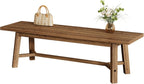 55" Solid Wood Bench, Farmhouse Long Bench Seat for Entryway, Dining Room, Living Room, Solid Wood, Dark Brown