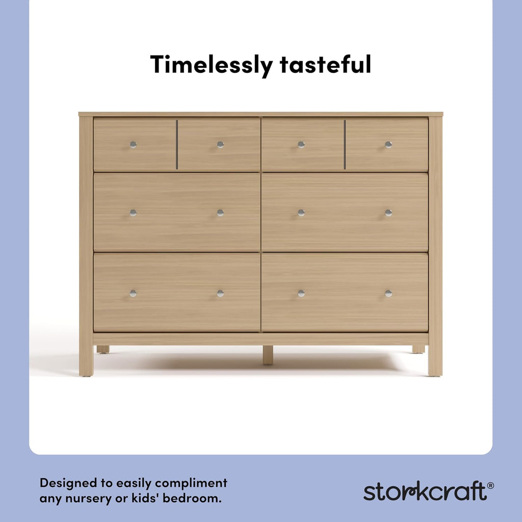 Storkcraft Horizon 6 Drawer Dresser, Driftwood | GREENGUARD Gold Certified, Wood Dresser for Nursery & Kids Bedroom, Nursery Storage with Interlocking Drawer System