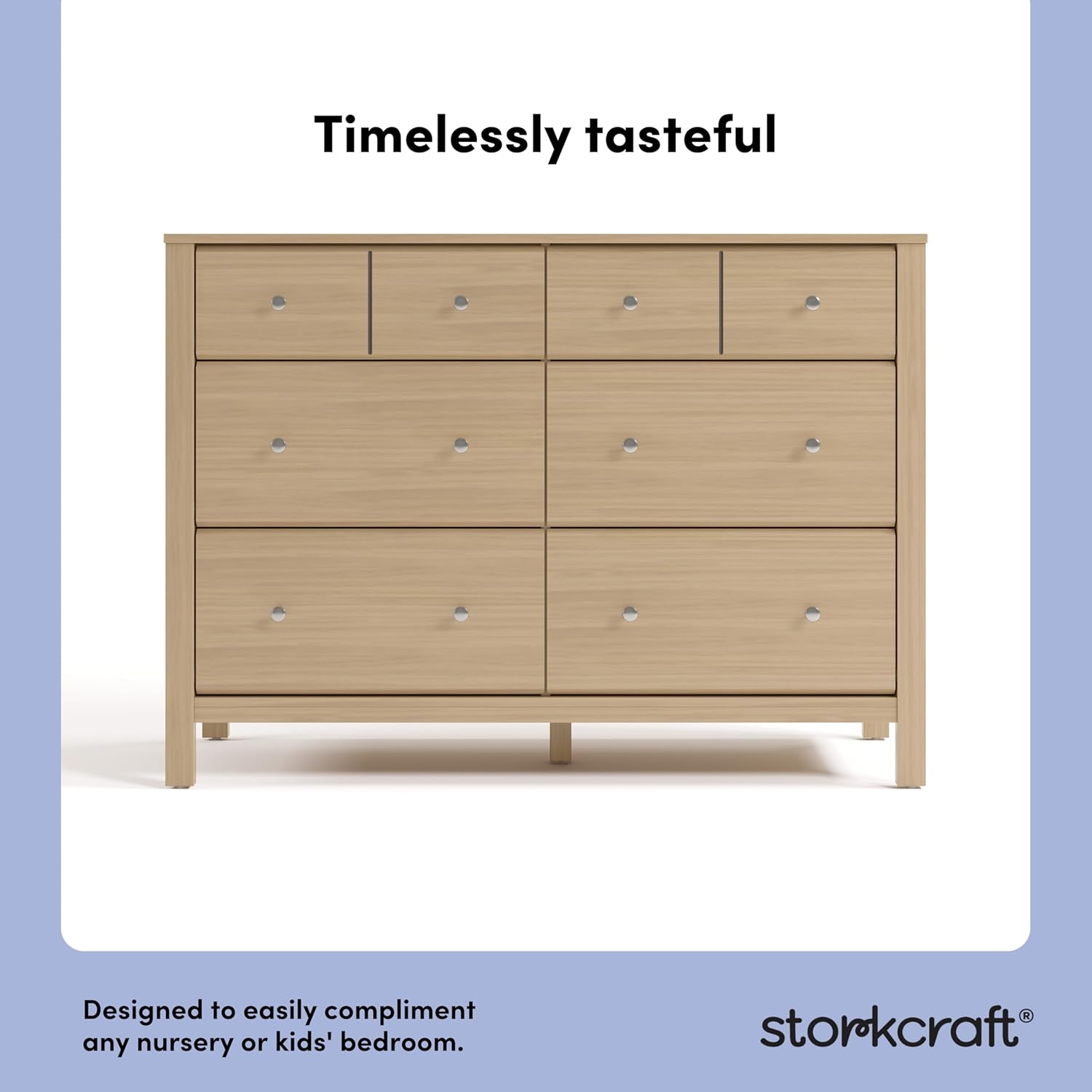 Storkcraft Horizon 6 Drawer Dresser, Driftwood | GREENGUARD Gold Certified, Wood Dresser for Nursery & Kids Bedroom, Nursery Storage with Interlocking Drawer System
