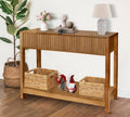 Fluted Console Table with Storage, 48" Long Entryway Slim Sofa Table Behind Couch Entry Tables, Narrow Wood Hallway Modern Living Room Couch Foyer Entrance Tables Brown