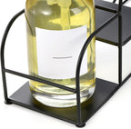 Noamus 4-Tier Syrup Bottle Holder, Iron 4 Compartment Bottle Organizer Rack, 16" Countertop Display Storage Shelf Bottle Stand, Metal Coffee Bar Organizer for Dressing, Wine, Juice, Kitchen, Black