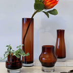 16" Amber Vase,5.3lb Handblown Glass Vase for Living Room, Entryway, or Wedding Decor, Luxury Heavy Duty Flower Vases for Home & Event Centerpieces