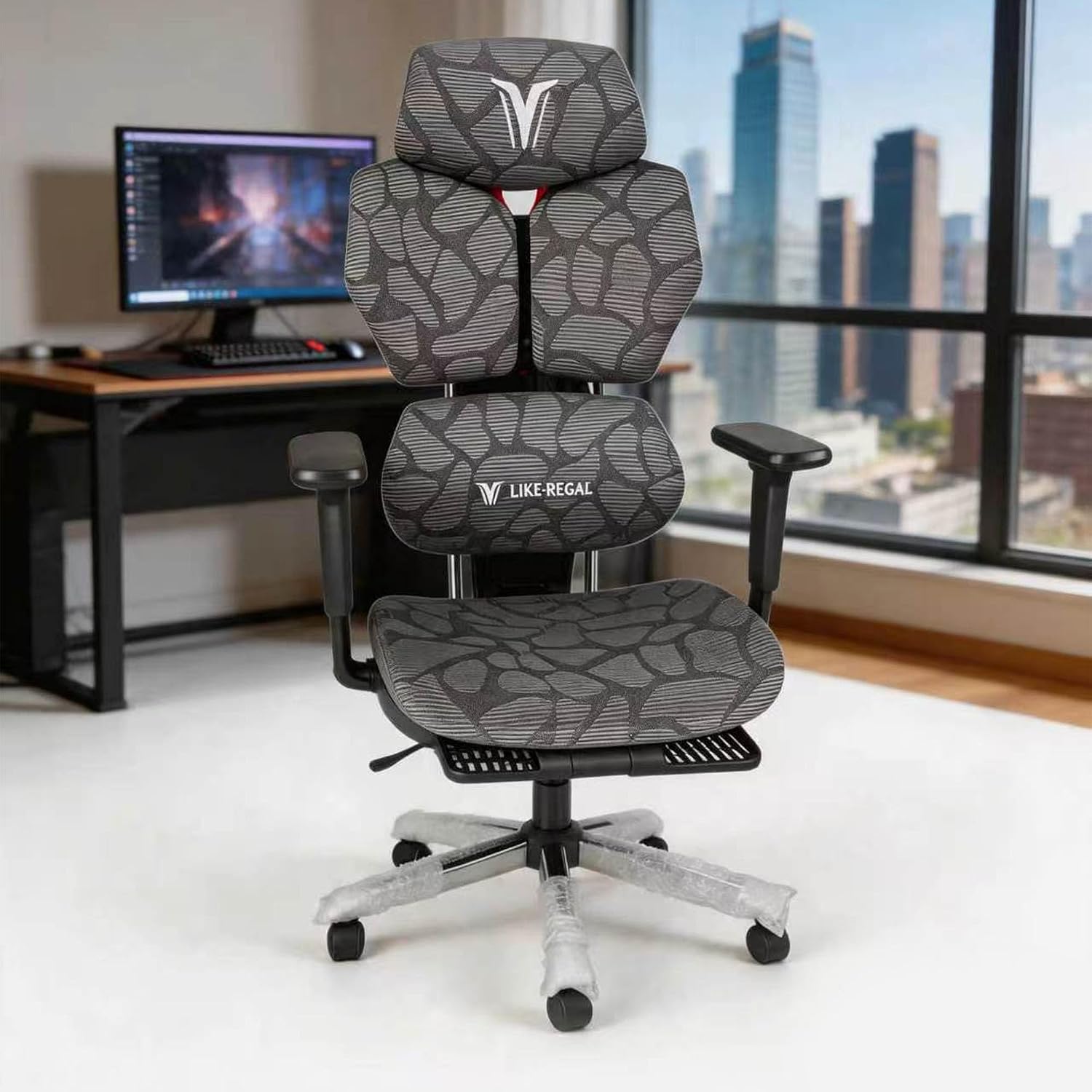 Gaming Chair,Office Desk Chair,Video Gaming Chairs for Home Office | Ergonomic,with High Back Mesh and Adjustable Lumbar,with Footrest,load-bearing capacity of 400 lbs,3D Rotating Headrest