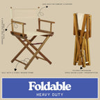 18-inch Folding Directors Chair Solid Wood Wheat Canvas Built in Armrests Portable Lightweight Natural Finish Space Saving Design for Indoor Outdoor Camping Events Home Office and Patio Use