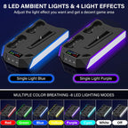 PS5 / PS5 Slim Cooling Station with Controller Charging Station - LED Light Cooling Stand for Playstation 5 Slim Disc/Digital Console, Accessories Incl RGB Light/Cooler Fan/3 USB Hubs/Headset Holder