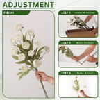 Juxdp 6 PCS Artificial Peony Branches for Vase - 27" Fake Silk Peonies Stems Look Real Faux Flowers for DIY Bouquet, Table Centerpieces, Farmhouse, Home Decor (Cream)