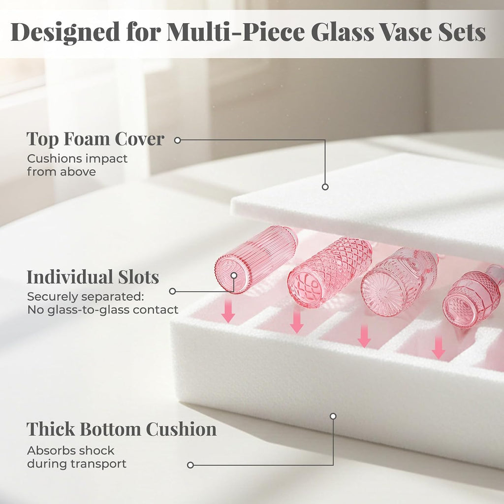 BEAHOT 24 Pack Pink Bud Vases in Bulk,Mini Glass Vintage Vases for Centerpieces,Wedding Decor, Small Flower Vases for Party & Home Decaration,Mother's Day (Pink)
