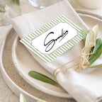 Whaline 100 Pcs Sage Green Place Cards Stripes Tented Card Seating Cards for Spring Wedding Birthday Bridal Shower Party Table Setting
