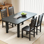 Giantex Wooden Dining Chairs Set of 2, Kitchen Chairs w/Rubber Wood Frame & Leaf-Shaped High Back, Max Load 400 LBS, Farmhouse Armless Dinette Side Chairs for Living Dining Room Restaurant, Black