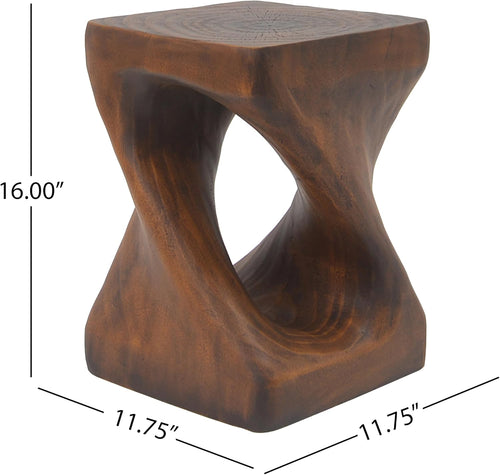 11.75" Vintage Magnesium Oxide (MGO) Side Table, MGO Twist Shape Side Table, Small Accent Table Bedside Table Nightstand for Living Room Bedroom Balcony No Assembly