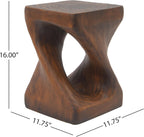 IRONORA Rustic Brown Twisted Hollow Wood Grain Pedestal Side Table, Hourglass Sculpture Accent End Table, Decorative Plant Stand for Living Room Covered Patio Wabi Sabi Farmhouse Decor