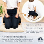 Meditation Bench (NAT. White), Seiza, Sustainable Acacia Wood with Curved Bottom Edges for The Perfect Posture, Meditation Stool, Prayer Bench, Meditation Chair, Yoga Stool