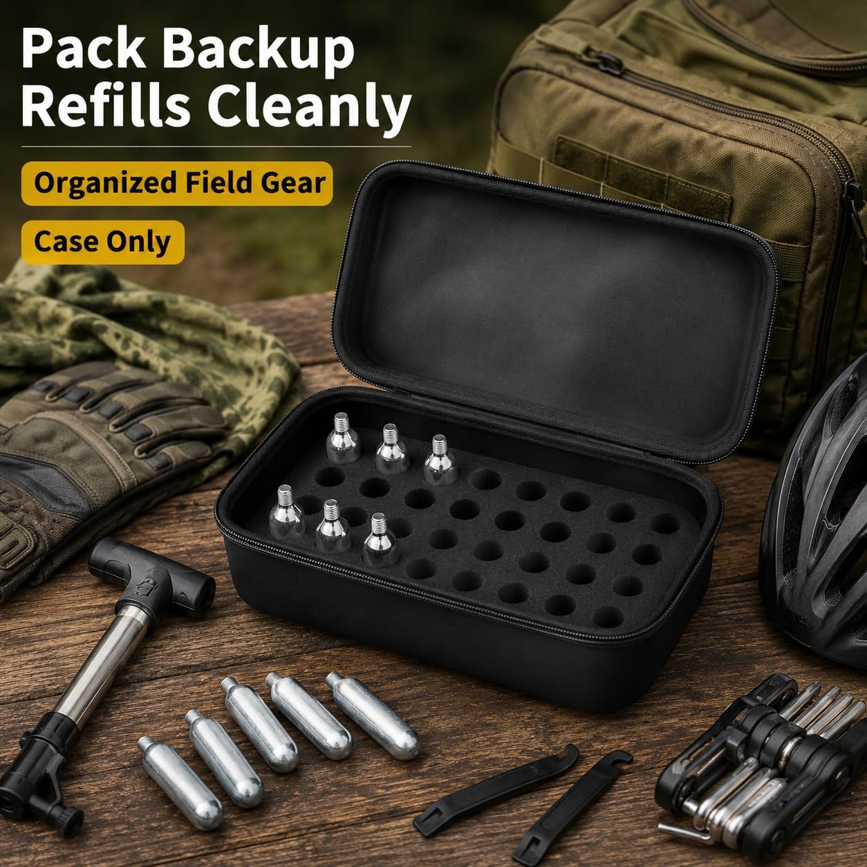 ALKOO CO2 N2O Cartridge Organizer Case Only, 40-Slot Holder for 8g/12g Refills, Fits for Crosman for Umarex for Daisy for Leland Style Cartridges, Hard Storage Box for Bike Inflators (40-Slot)