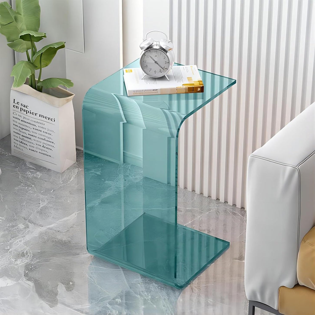 Acrylic C Table, Multipurpose Clear Side Table Laptop End Table，Small Coffee Table，Bedside Table for Bedroom,Living Room and Patio(Sky Blue,30 * 30 * 55)
