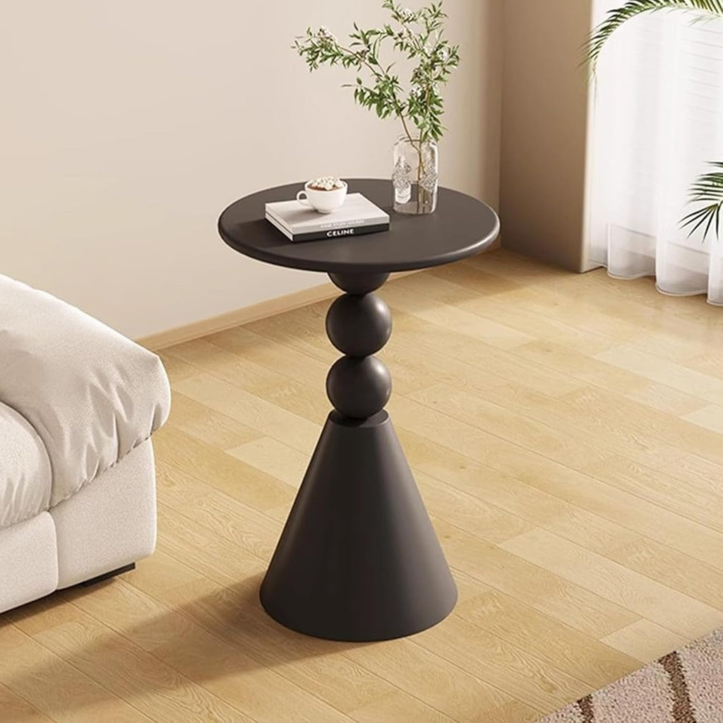 Metal Round Side End Table with Sturdy Base, Black Round Coffee Table Modern Nightstand Sofa Side Table End Table Accent Pedestal Table for Small Space Living Room Balcony
