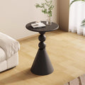 Metal Round Side End Table with Sturdy Base, Black Round Coffee Table Modern Nightstand Sofa Side Table End Table Accent Pedestal Table for Small Space Living Room Balcony