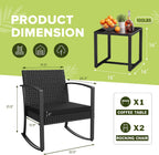 Homall Patio Furniture Set 3 Piece Resin Outdoor Bistro Set Rocking Patio Chairs with Cushions and Table for Porch, Poolside, Balcony and Yard (Black)