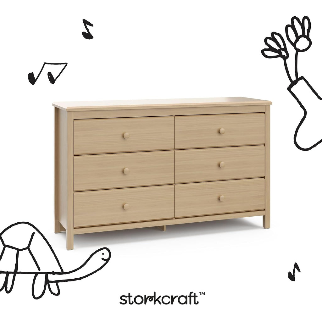 Storkcraft Alpine 6-Drawer Dresser, Driftwood | GREENGUARD Gold Certified, Brown Dresser for Bedroom, Kids & Nursery Storage, Safety Interlocking Drawers, Kids Bedroom