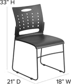 Flash Furniture HERCULES Series 881 lb. Capacity Black Sled Base Stack Chair with Air-Vent Back