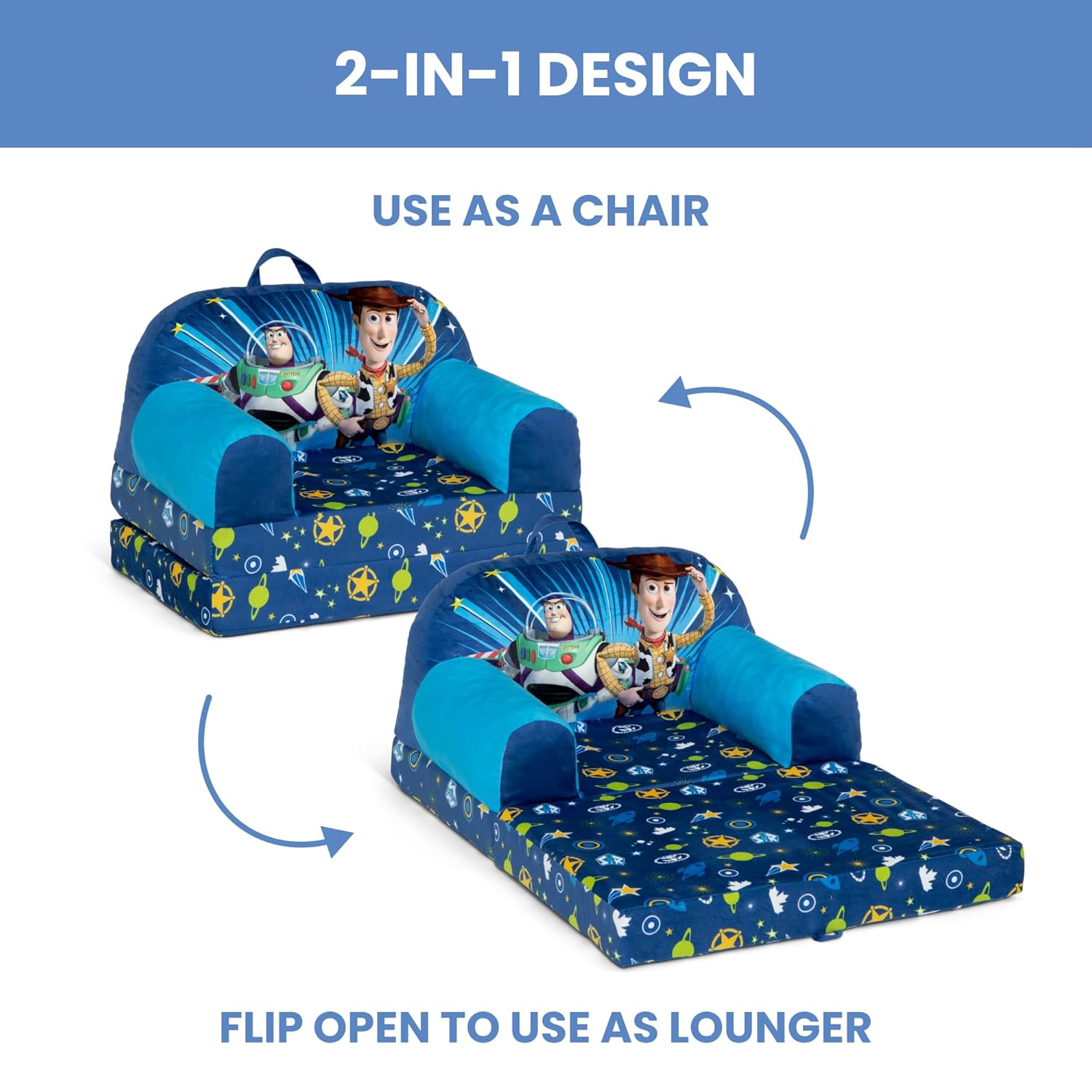 Delta Children - Toy Story Cozee Buddy Flip-Out Kids Chair, Blue