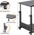 C Table End Table, 2-Tier Small Side Table for Couch, Adjustable Height Tv Trays for Living Room, Bedroom, Bedside, Black