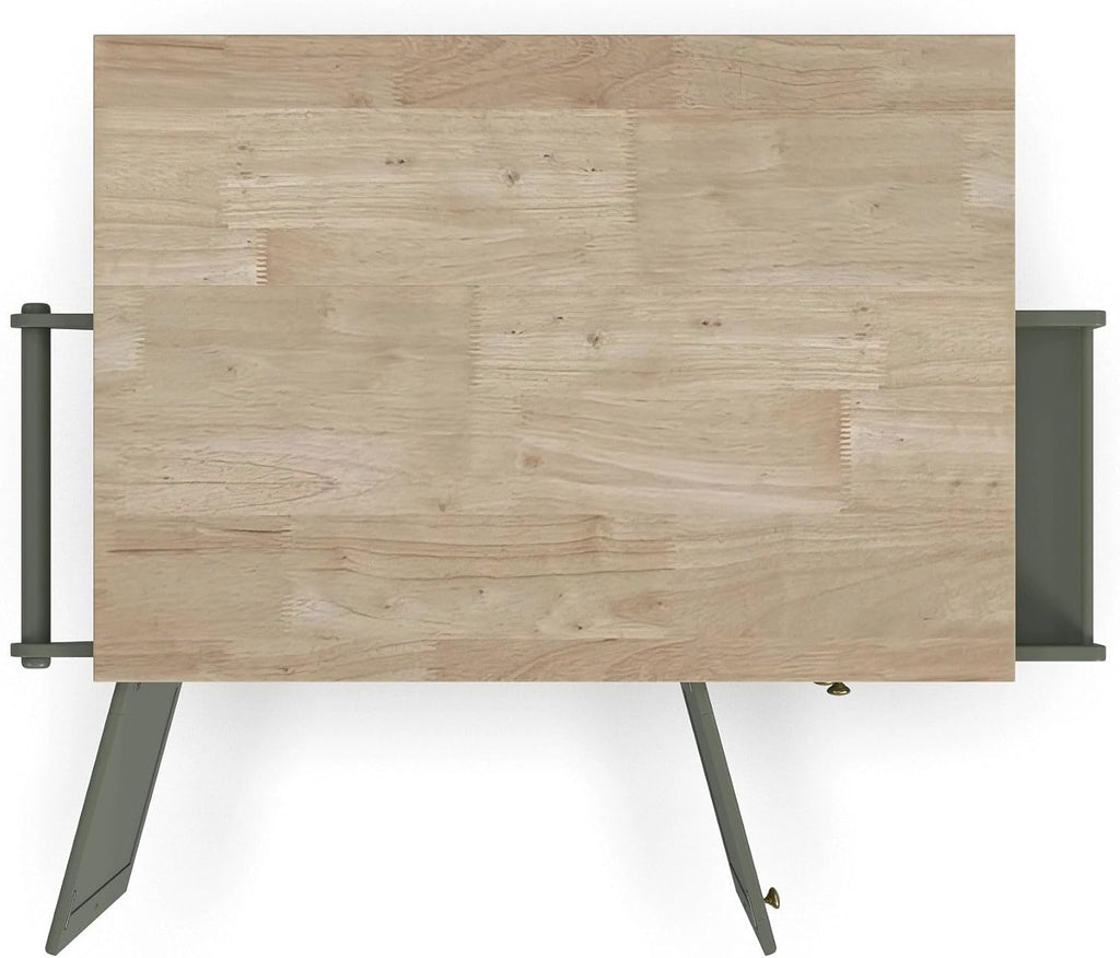 Homestyles Mobile Kitchen Island Cart with Wood Top and Dropleaf Breakfast Bar, 18" D x 53.5" W x 36" H, Green