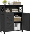 Homhedy Farmhouse Bathroom Storage Cabinet with 2 Doors, Toilet Paper Cabinet with Adjustable Shelf, Small Bathroom Cabinet for Kitchen/Laundry/Living Room, 11.8 x 23.6 x 31.5 Inches, Black