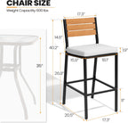 Crestlive Products Outdoor Bar Stools Set of 2, Patio Counter Height Barstools with Cushions, Tall Chairs with Back and Footrest for Deck, Lawn, Garden, Backyard, Poolside, Or Indoor Use
