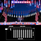 10 Set 12" 240 LED Meteor Lights with Built-in Connectors – Red, Blue, White for Nation Day