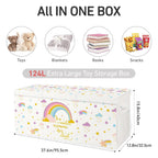 Extra Large Collapsible Toy Box with Lids, Sturdy Storage Organizer, 38"x16"x13" Toy Chest for Playroom, Nursery, Bedroom, Living Room (Rainbow and Stars)